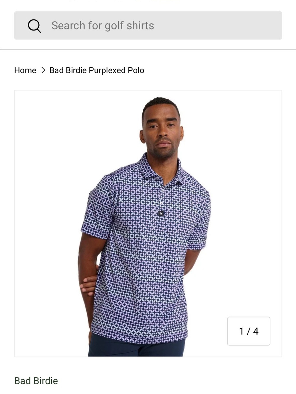 Bad Birdie Purple Geo-Print Polo Shirt